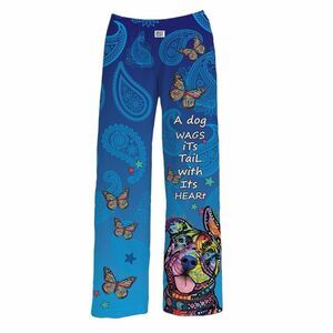 Brief Insanity Dog Print Lounge Pants Women’s Medium Wags Its Tail With Its Hear